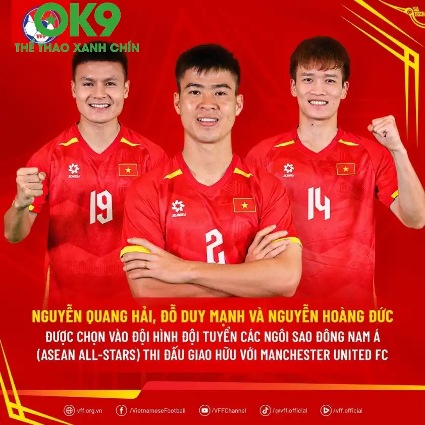 3 ngôi sao ĐT Việt Nam được lựa chọn vào đội hình ASEAN All-Stars (Ảnh: VFF) 3 ngôi sao ĐT Việt Nam được lựa chọn vào đội hình ASEAN All-Stars (Ảnh: VFF)